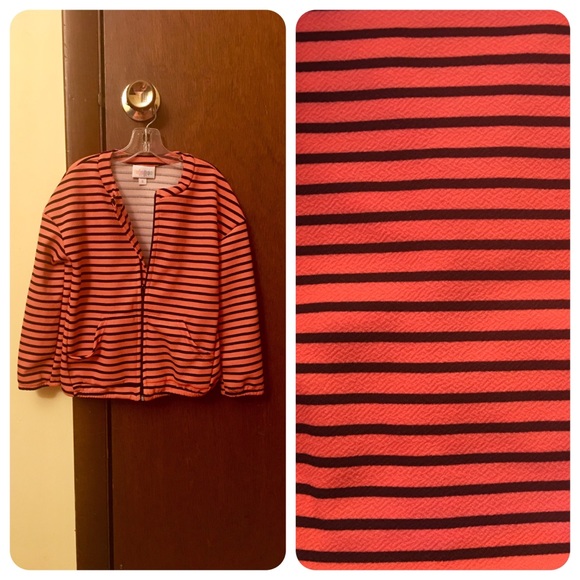 LuLaRoe Monroe Black & orange striped kid’s jacket - Picture 1 of 1